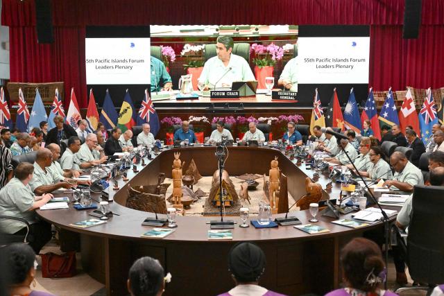 Pacific leaders attends Pacific Islands Forum Leaders’ plenary meeting in Koror on September 2, 2026. (Photo by SAEED KHAN / AFP)