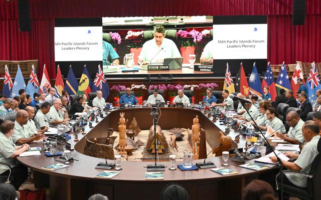Pacific leaders attends Pacific Islands Forum Leaders’ plenary meeting in Koror on September 2, 2026. (Photo by SAEED KHAN / AFP)