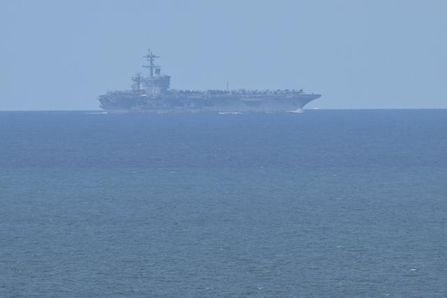 US nuclear-powered aircraft carrier USS Abraham Lincoln (CVN-72) is seen off Laem Chabang Port, in the Gulf of Thailand on September 2, 2026. (Photo by ANTHONY WALLACE / AFP)