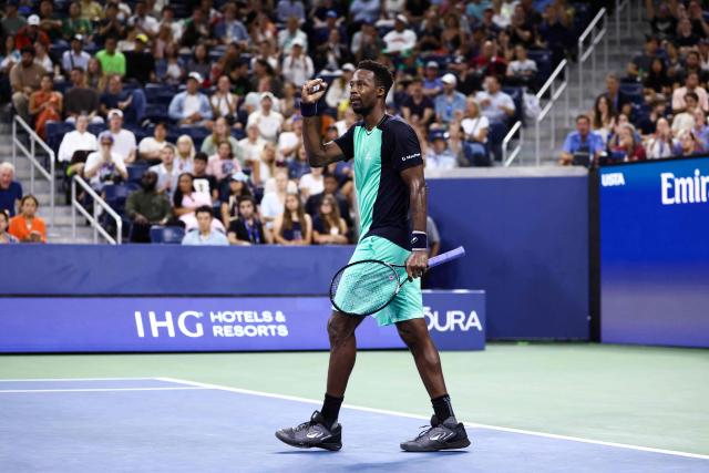 France's Gael Monfils celebrates a point against Paraguay's Adolfo Daniel Vallejo during the men's singles first round tennis match on day three of the US Open tennis tournament at the USTA Billie Jean King National Tennis Center in New York City on September 1, 2026. (Photo by CHARLY TRIBALLEAU / AFP)