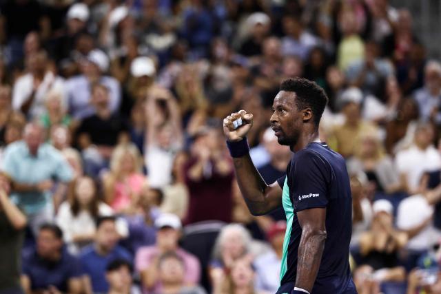 France's Gael Monfils celebrates a point against Paraguay's Adolfo Daniel Vallejo during the men's singles first round tennis match on day three of the US Open tennis tournament at the USTA Billie Jean King National Tennis Center in New York City on September 1, 2026. (Photo by CHARLY TRIBALLEAU / AFP)