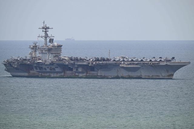 US nuclear-powered aircraft carrier USS Abraham Lincoln (CVN-72) is seen off Laem Chabang Port, near the city of Pattaya on September 2, 2026. (Photo by ANTHONY WALLACE / AFP)
