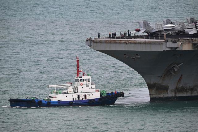 US nuclear-powered aircraft carrier USS Abraham Lincoln (CVN-72) is seen off Laem Chabang Port, near the city of Pattaya on September 2, 2026. (Photo by ANTHONY WALLACE / AFP)