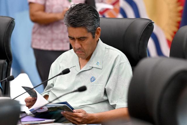 Palau President Surangel Samuel Whipps Jr. presides over the Pacific Islands Forum Leaders’ plenary meeting in Koror on September 2, 2026. (Photo by SAEED KHAN / AFP)