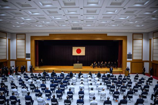 Japan's Prime Minister Sanae Takaichi speaks during the self defence forces senior commanders’ conference at the Ministry of Defence in Tokyo September 2, 2026. (Photo by Philip FONG / AFP)