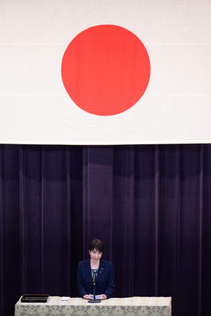 Japan's Prime Minister Sanae Takaichi speaks during the self defence forces senior commanders’ conference at the Ministry of Defence in Tokyo September 2, 2026. (Photo by Philip FONG / AFP)