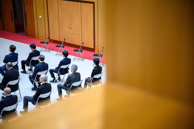 Officials attend the self defence forces senior commanders’ conference at the Ministry of Defence in Tokyo September 2, 2026. (Photo by Philip FONG / AFP)