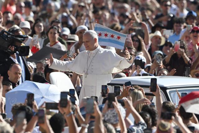 Pope Leo XIV waves to the crowd from his Papamobile during the weekly general audience at St Peter's Square in the Vatican on September 2, 2026. (Photo by Andreas SOLARO / AFP)