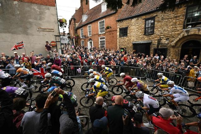 Riders take part in the first stage of the Tour of Britain cycle race in Lincoln, eastern England on September 2, 2026. (Photo by Oli SCARFF / AFP)