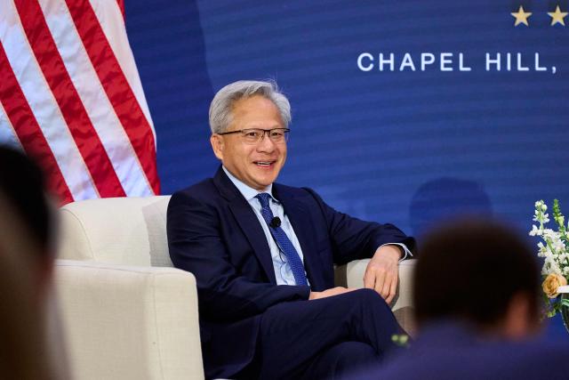 NVIDIA CEO Jensen Huang speaks during the G20 Innovation Ministerial in Chapel Hill, North Carolina, on September 2, 2026. (Photo by Matt RAMEY / AFP)