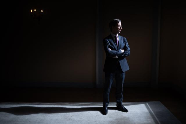 Director of Sciences Po Paris Luis Vassy poses for a portrait session at the Sciences Po campus in Paris on September 2, 2026. Sciences Po Paris is "not a place" to organize "campaign meetings," its director Luis Vassy insisted on September 2, 2026, a few months from the presidential election, considering that one can "debate a substantive topic" provided there is "discussion" or even "contradiction". (Photo by Simon WOHLFAHRT / AFP)