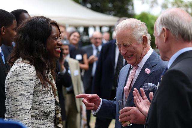 Britain's King Charles reacts as he attends the 125th anniversary Garden Party for, the Victoria League for Commonwealth Friendship, in west London, on September 2, 2026. (Photo by Toby Melville / POOL / AFP)