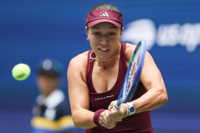 USA's Jessica Pegula hits a return to USA's Sofia Kenin during their women's singles second round tennis match on day four of the US Open tennis tournament at the USTA Billie Jean King National Tennis Center in New York City on September 2, 2026. (Photo by TIMOTHY A. CLARY / AFP)