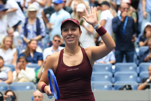 USA's Jessica Pegula celebrates her victory over USA's Sofia Kenin during their women's singles second round tennis match on day four of the US Open tennis tournament at the USTA Billie Jean King National Tennis Center in New York City on September 2, 2026. (Photo by TIMOTHY A. CLARY / AFP)