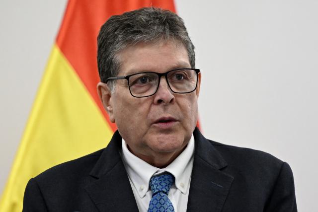 Bolivia's Minister of Hydrocarbons and Energy, Marcelo Blanco, speaks during a press conference at the Casa Grande del Pueblo in La Paz on September 2, 2026. The Bolivian government ordered the nationalization of the state-owned oil company YPFB amid a severe fuel supply crisis, according to a decree published in the official gazette. (Photo by Aizar RALDES / AFP)