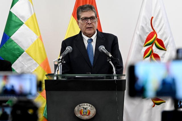 Bolivia's Minister of Hydrocarbons and Energy, Marcelo Blanco, speaks during a press conference at the Casa Grande del Pueblo in La Paz on September 2, 2026. The Bolivian government ordered the nationalization of the state-owned oil company YPFB amid a severe fuel supply crisis, according to a decree published in the official gazette. (Photo by Aizar RALDES / AFP)