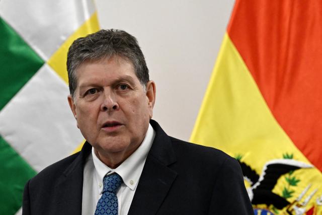 Bolivia's Minister of Hydrocarbons and Energy, Marcelo Blanco, speaks during a press conference at the Casa Grande del Pueblo in La Paz on September 2, 2026. The Bolivian government ordered the nationalization of the state-owned oil company YPFB amid a severe fuel supply crisis, according to a decree published in the official gazette. (Photo by Aizar RALDES / AFP)