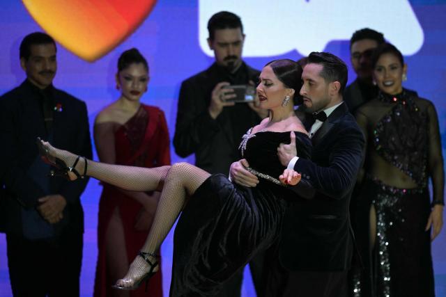 Nicolas Schell and Nair Schinca perform during the final of the Stage Tango World Championship in Buenos Aires on September 2, 2026. (Photo by Juan MABROMATA / AFP)