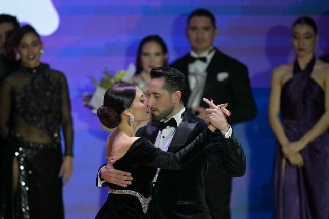 Nicolas Schell and Nair Schinca perform during the final of the Stage Tango World Championship in Buenos Aires on September 2, 2026. (Photo by Juan MABROMATA / AFP)