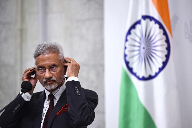 India's External Affairs Minister Subrahmanyam  Jaishankar holds a joint press conference with Ukraine's Foreign Affairs minister following their meeting in Kyiv on August 3, 2026, amid the Russian invasion of Ukraine. (Photo by Genya SAVILOV / AFP)