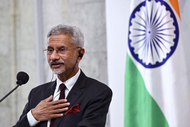 India's External Affairs Minister Subrahmanyam  Jaishankar holds a joint press conference with Ukraine's Foreign Affairs minister following their meeting in Kyiv on August 3, 2026, amid the Russian invasion of Ukraine. (Photo by Genya SAVILOV / AFP)