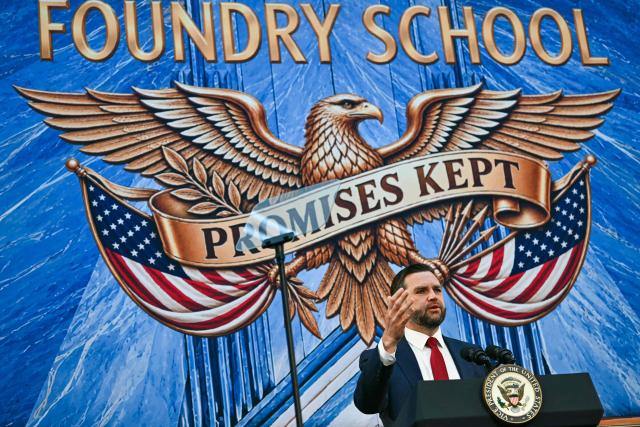 US Vice President JD Vance speaks during a launch event for The Foundry School at the US Institute of Peace in Washington, DC, on September 3, 2026. The Trump Administration is launching the Foundry School, a national program to train entrepreneurs, engineers, technicians, and industrial leaders that aims to boost American manufacturing. (Photo by Kent NISHIMURA / AFP)