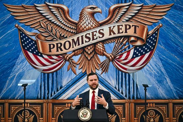 US Vice President JD Vance speaks during a launch event for The Foundry School at the US Institute of Peace in Washington, DC, on September 3, 2026. The Trump Administration is launching the Foundry School, a national program to train entrepreneurs, engineers, technicians, and industrial leaders that aims to boost American manufacturing. (Photo by Kent NISHIMURA / AFP)