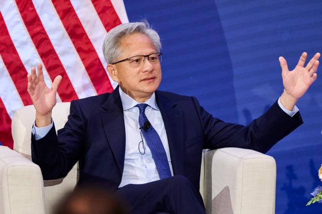 (FILES) NVIDIA CEO Jensen Huang speaks during the G20 Innovation Ministerial in Chapel Hill, North Carolina, on September 2, 2026. Nvidia announced on September 3, 2026, that it will buy artificial intelligence platform Hugging Face for $12.9 billion, as the chipmaking giant seeks to diversify its hold on the AI sector. "I'm excited to announce that NVIDIA has agreed to acquire Hugging Face for $12,930,300,000. Together, we will scale Hugging Face's platform, strengthen its infrastructure and expand access to AI for developers and institutions worldwide," Nvidia CEO Jensen Huang said in a post on the company's website. (Photo by Matt RAMEY / AFP)