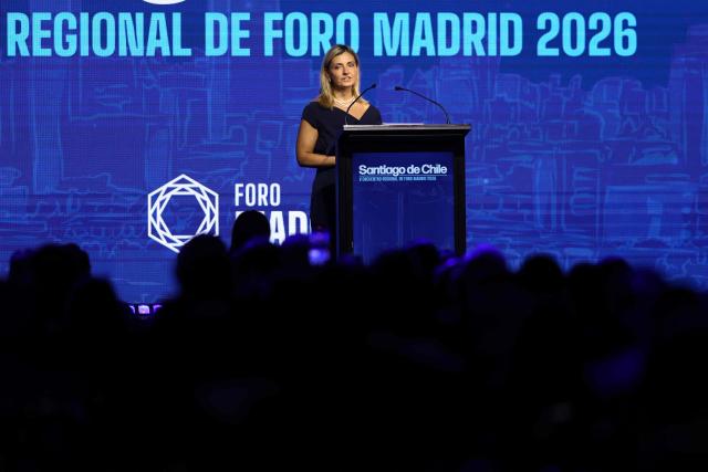 US Under Secretary of State for Public Diplomacy Sarah B. Rogers speaks during the Madrid Forum, a gathering of Latin American conservative leaders, in Santiago on September 3, 2026. (Photo by Javier TORRES / AFP)