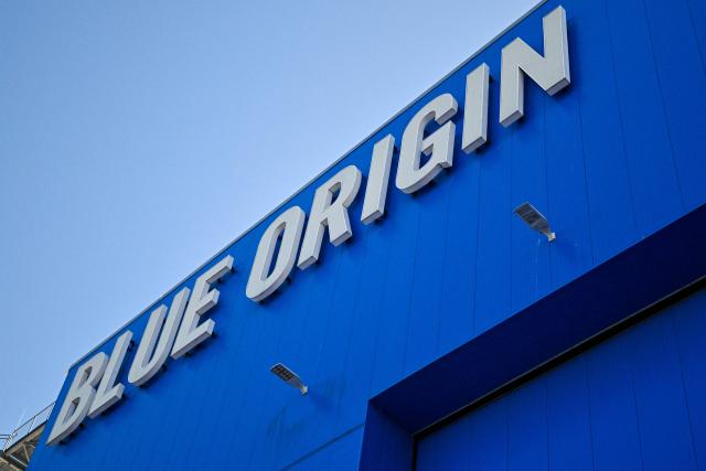 (FILES) A view of the Blue Origin facility in Cape Canaveral, Florida, on February 2, 2026. SpaceX and its rival Blue Origin are among four US companies to have cancelled their attendance at a Paris space summit next week, France's ministry for higher education and research said  on September 3, 2026. (Photo by Miguel J. Rodriguez Carrillo / AFP)
