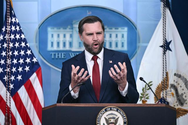 US Vice President JD Vance speaks during a press briefing in the James S. Brady Press Briefing Room at the White House in Washington, DC, on September 3, 2026. (Photo by Brendan SMIALOWSKI / AFP)