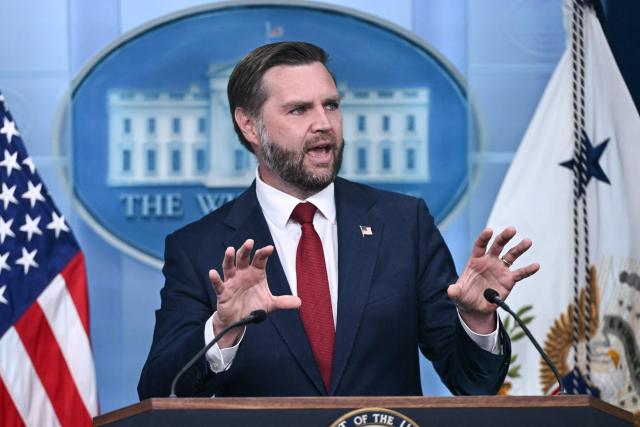 US Vice President JD Vance speaks during a press briefing in the James S. Brady Press Briefing Room at the White House in Washington, DC, on September 3, 2026. (Photo by Brendan SMIALOWSKI / AFP)