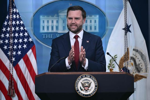 US Vice President JD Vance speaks during a press briefing in the James S. Brady Press Briefing Room at the White House in Washington, DC, on September 3, 2026. (Photo by Brendan SMIALOWSKI / AFP)