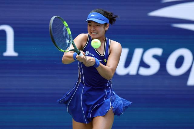Philippines’ Alexandra Eala hits a return to Ukraine's Oleksandra Oliynykova during their women's singles second round tennis match on day five of the US Open tennis tournament at the USTA Billie Jean King National Tennis Center in New York on September 3, 2026. (Photo by TIMOTHY A. CLARY / AFP)