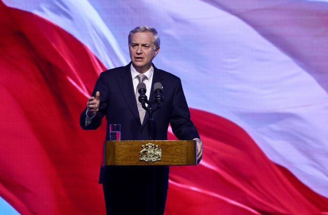 Chile's President Jose Antonio Kast delivers a speech at the Madrid Forum, a meeting of Latin American right-wing leaders, in Santiago on September 3, 2026. (Photo by Javier TORRES / AFP)