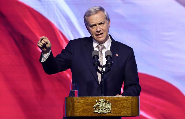 Chile's President Jose Antonio Kast delivers a sppech during the Madrid Forum, a meeting of Latin American right-wing leaders, in Santiago on September 3, 2026. (Photo by Javier TORRES / AFP)
