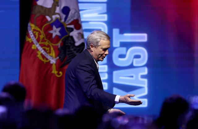 Chile's President Jose Antonio Kast greets supporters during the Madrid Forum, a meeting of Latin American right-wing leaders, in Santiago on September 3, 2026. (Photo by Javier TORRES / AFP)