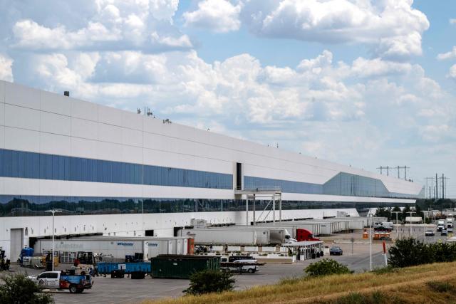 Tesla's Gigafactory is pictured in Austin, Texas, on September 3, 2026. Tesla is launching the "Cybercab" which is a taxi with no steering wheel or pedals, designed purely for autonomy. (Photo by RONALDO SCHEMIDT / AFP)