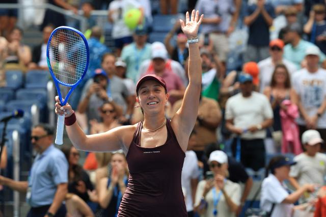 USA's Jessica Pegula gestures to the crowd after defeating Canada's Leylah Fernandez during their women's singles third round tennis match on day six of the US Open tennis tournament at the USTA Billie Jean King National Tennis Center in New York City on September 4, 2026. (Photo by TIMOTHY A. CLARY / AFP)