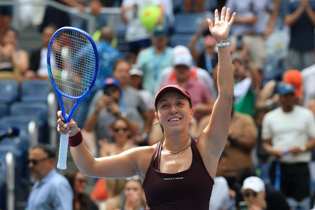 USA's Jessica Pegula gestures to the crowd after defeating Canada's Leylah Fernandez during their women's singles third round tennis match on day six of the US Open tennis tournament at the USTA Billie Jean King National Tennis Center in New York City on September 4, 2026. (Photo by TIMOTHY A. CLARY / AFP)