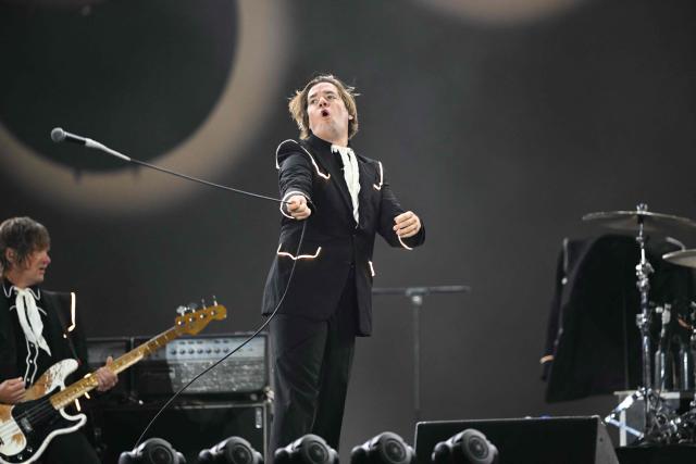 Swedish singer Pelle Almqvist of The Hives performs during the first day of Rock in Rio music festival at Rio 2016 Olympic Park in Rio de Janeiro, Brazil on September 4, 2026. (Photo by Mauro PIMENTEL / AFP)