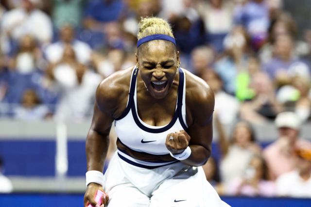 USA's Serena Williams reacts to a point during the women's doubles first-round tennis match, playing alongside her sister Venus Williams, against Australia's Maya Joint and Taiwan's Chan Hao-ching on day six of the US Open tennis tournament at the USTA Billie Jean King National Tennis Center in New York City on September 4, 2026. (Photo by CHARLY TRIBALLEAU / AFP)