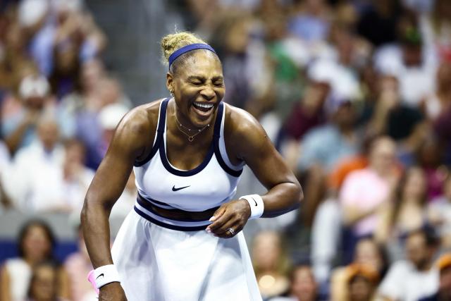 USA's Serena Williams reacts with a smile during the women's doubles first-round tennis match, playing alongside her sister Venus Williams, against Australia's Maya Joint and Taiwan's Chan Hao-ching on day six of the US Open tennis tournament at the USTA Billie Jean King National Tennis Center in New York City on September 4, 2026. (Photo by CHARLY TRIBALLEAU / AFP)