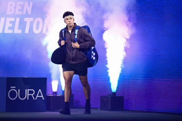 USA's Ben Shelton arrives for the men's singles third round tennis match against Canada's Denis Shapovalov on day six of the US Open tennis tournament at the USTA Billie Jean King National Tennis Center in New York City on September 4, 2026. (Photo by CHARLY TRIBALLEAU / AFP)