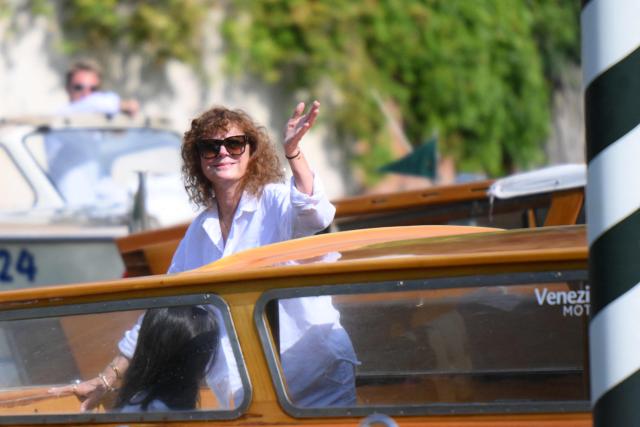 US actress Susan Sarandon is pictured at the Excelsior Pier during the 83rd Venice International Film Festival at Venice Lido, on September 5, 2026. (Photo by Tiziana FABI / AFP)
