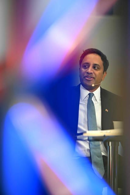 Reform UK's shadow Home Secretary Zia Yusuf speaks on the third day of the annual Reform UK party conference at the NEC in Birmingham, central England on September 5, 2026. (Photo by Oli SCARFF / AFP)