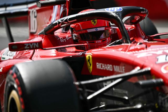 Ferrari's Monegasque driver Charles Leclerc stops on the pit lane during the third practice session of the Italian Formula One Grand Prix at the Autodromo Nazionale Monza circuit in Monza, northern Italy on September 5, 2026. (Photo by Marco BERTORELLO / AFP)