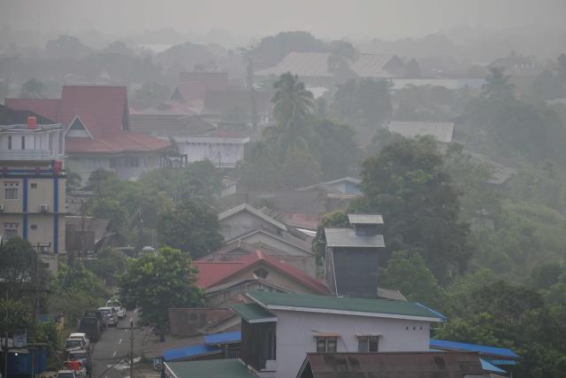 Haze from the forest and land fires blanket Putussibau, West Kalimantan on September 5, 2026. (Photo by BAY ISMOYO / AFP)