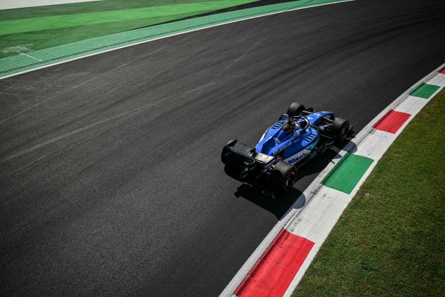 Williams' Thai driver Alexander Albon drives during the third practice session of the Italian Formula One Grand Prix at the Autodromo Nazionale Monza circuit in Monza, northern Italy on September 5, 2026. (Photo by Andrej ISAKOVIC / AFP)