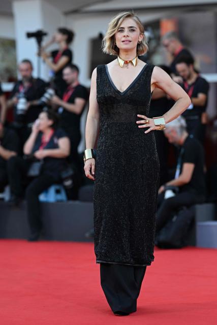 Italian actress Greta Scarano attends the red carpet event before the screening of "Succedera Questa Notte" presented in competition at the 83rd International Venice Film Festival, at Venice Lido on September 5, 2026. (Photo by Tiziana FABI / AFP)